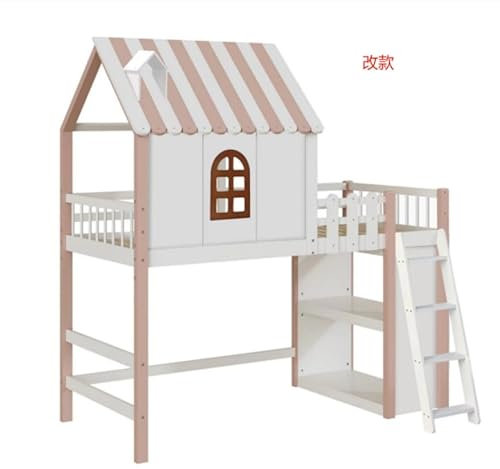 LSFYYDS Letto a soppalco con scrivania e scaffalatura, 90 x 200 cm, con rete a doghe e protezione da caduta, letto a castello con cassetti e armadietto per scale