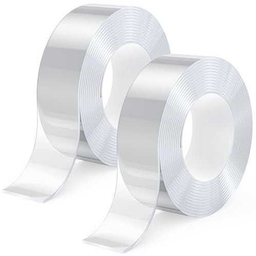 Kolamom 2 Pcs Doppelseitiges Klebeband Extra Stark 3M x 2CM – Abziehbares Nano Tape für Wände, Teppiche & Poster – Transparent & Rückstandsfrei – Starker Halt auf Glas/Metall/Holz