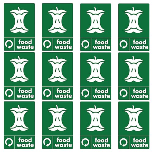 atnayo 12 Pcs Food Waste Sticker, 150×100mm Waterproof Self Adhesive Food Waste Stickers for Bins