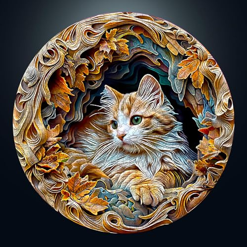 CHARMIBLE Jigsaw Puzzles for Adults 1000, Elegant Cat 1000 Piece Puzzles | 67.5x67.5cm Hard Impossible Round Puzzle, Colorful DIY Puzzles for Home Decoration Family Puzzle Perfect for Easter Birthday