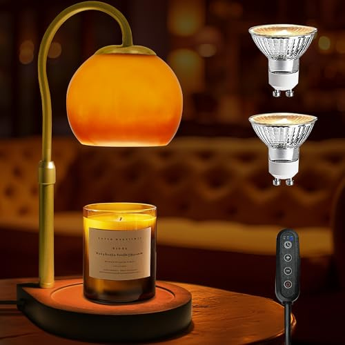 DALUXshop Candle Warmer Lamp with 2 Bulbs, Adjustable Height Dimmable Candle Warmer with 2H/4H/8H Timer, Wax Melts Warmer for Candle Jar, Home Decor Ideal for Women Mother's Day(Sunset)