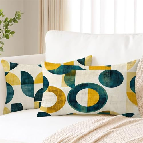 Kissen Beige Kissenbezug 30x60 cm 2er Set Outdoor Kissen Grün Kleines Pillow Dekokissen Leinen Rechteck Kissenbezüge für Garten Balkon Wohnzimmer Sofa Schlafzimmer Bett Büro Herbst Deko Gifts 2s-597