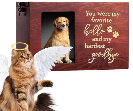 Gedenkbox für Haustiere, Fotohalter, sicherer Verschluss, Holz-Aufbewahrungsbox für mittelgroße Rassen, Asche-Halter, Indoor-Haustier-Angebot, Einäscherungsdenkmal, Katzenspeicher