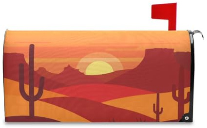 Yoogain Cactus Tramonto Rosso Decorativo Casella Postale Avvolge Magnetico per l'Estate Unico Postale Coperture Natale Formato Standard Cover para buzon