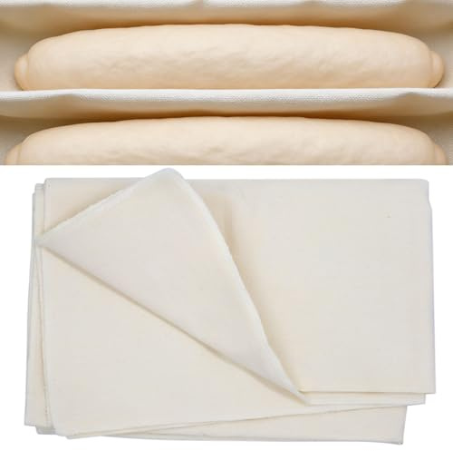 PWGHWG 2 Stück Bäckerleinen Teigtuch Leinentuch Brot Backen 150 × 60cm | Backleinen Teigtuch Gärfolie Backtuch Leinen Leinentücher für Brot Brotbackzubehör Strudeltuch zur Teigzubereitung