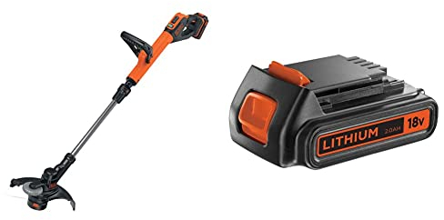 BLACK+DECKER Coupe-Bordures sans Fil 18V, Coupe-Bordures sur Batterie 28cm & Batterie Lithium 18V 2 Ah, Compatible avec Tous Les Outils 18V BLACK+DECKER