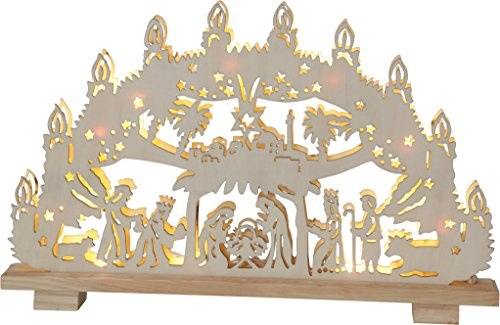 Star 275-02, LED-Fensterleuchter Hilden, Holz, Braun, 5.0 x 45.0 x 29.0 cm