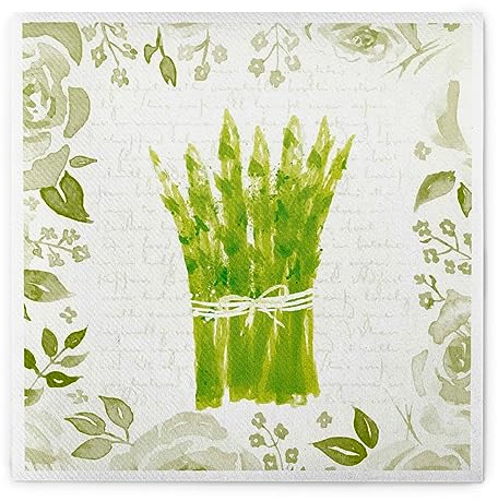 Sovie HOME Serviette SPARGEL GRÜN, Linclass Airlaid, 40x40cm, 12 Stück, 1/4 Falz, Design grüner Spargel, hochwertig, dekorativ, festlich, Party, Frühling, Ostern