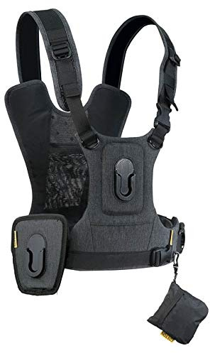 Cotton Carrier - 2 G3 Charcoal - Brustgeschirr als Tragesystem für 2 DSLR- oder DSLM-Kameras mit Zoomobjektiv aus Baumwolle, Klassisch, Kamera-Tragegurt, Camera Strap, Camera Harness