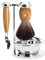 MÜHLE Vivo Rasierset kompatibel mit Gillette-Klingen, Pinsel Black Fibre, Halterung mit Schale, Olivenholz-Griffe - vegan
