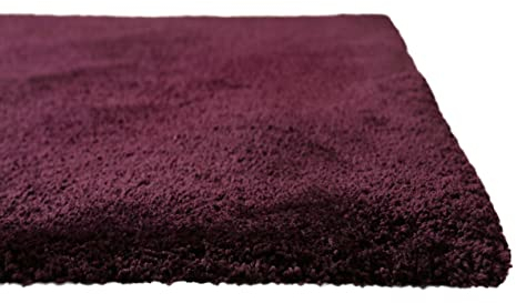 Homie Living I Moderner kuscheliger, weicher, Flauschiger Teppich - Läufer für Wohnzimmer, Flur, Schlafzimmer, Kinderzimmer I Pisa I (70 x 140 cm, Bordeaux Aubergine)