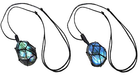 smileyshy Natürlicher Kristallstein, Natürlicher Mondsteinanhänger, Labradorit Bastelt Schmuck, Handaufzug, Strahlenschutz, Energiekette, Dekoration,Random