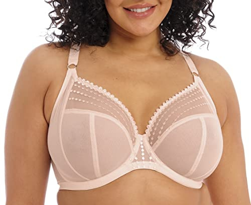 Elomi Women's Matilda Plunge Three-Piece Sheer Mesh Cups Side Support Panels Moveable J-Hook for Racerback Dd+ Bras, Pearl Blush, 36JJ US