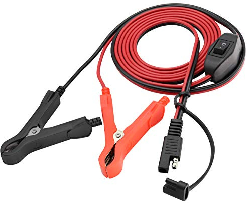 AAOTOKK SAE Extension Cable 16 AWG Wire Harness SAE to Battery Alligator Crocodile Clip12V DC Extension Cord with Switch Quick Connect/Disconnect Snap Action Cable(2.4m/7.8ft-Fuseless Box)