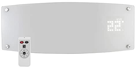 Devola Over Door Electric Heater 2kW, Glass Panel Wall Mounted Air Curtain with Remote Control, Thermostat & 24Hr Timer | Open Window Detection | Wide Angle Indoor Fan Heater & Cooler | White DVSH20WH