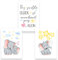 ChicResult 3er Set Wandbilder ELEFANT mit Spruch für Babyzimmer - Deko Poster Mädchen oder Jungen, Kinderposter, Kinderzimmer Dekoration, Wandspruch (3x DIN A4 ohne Bilderrahmen)