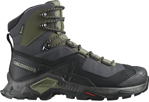 Salomon Quest Element Gore-Tex Scarpe Impermeabili Escursionismo da Uomo, Ispirazione Atletica, Stabilità su Tutti i Terreni, Black Deep Lichen Green Olive Night, 46 2/3 EU