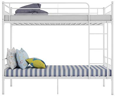 Panana Double Bed Kids Bunk Beds 3FT Single Bed Children Metal Bed Frame With Stairs (White)