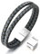 Halukakah ● Golf ● Herren Echtes Leder Armband Grauer mischen Schwarz Geflochtenes Doppelt Wickeln Silber Titan Magnetverschluss Größe Einstellbar 21.5-23cm mit Kostenloser Geschenkbox