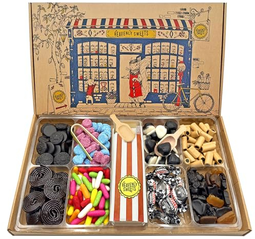 Heavenly Sweets | Großes Premium-Geschenkset mit finnischem Lakritz, 1,2 kg | Allsorts-Korb zum Selbermischen | Retro-Sortiment | Lakritz für Väter, Männer, Geburtstag, Vatertag, Sommerparty