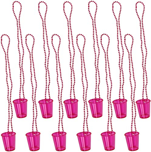 通用 Bachelor Party Small Glass Necklaces 6 Pack, 80s/90sPlastic Shot Glass Necklaces for Masquerade Hen Party Bridal Shower Wedding Bachelorette Party Necklace (rose red)