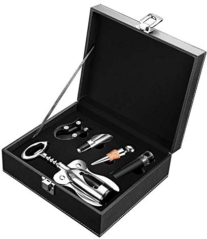 Set di cavatappi per Vino Apribottiglie per Vino con taglierino per Vino Set per versatore per Vino Accessori per Scatola Regalo