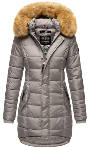 Navahoo Papaya Damen Winter Jacke Steppjacke Mantel Parka gesteppt warm B374 [B374-Papaya-Zink-Grau-Gr.M]