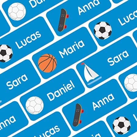 My Nametags® Award-Winning Name Stickers for Clothes & Items | 56 No-Iron, Washable Stick-On Tags for Babies, Kids & Adults | Sports Stickers (Blue)