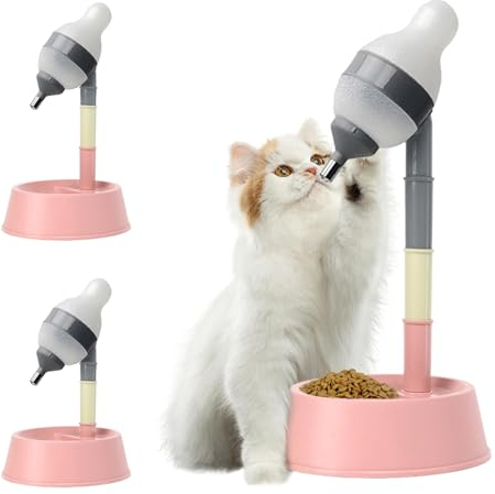 Dispensador de agua de pie para mascotas, para gatos y perros, botella de agua con poste desmontable, altura ajustable, alimentación automática, botella de agua