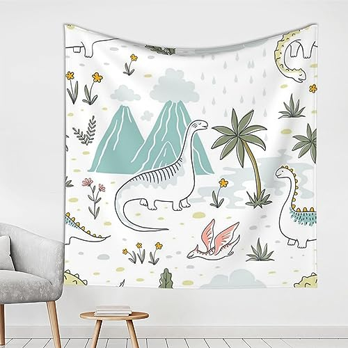 ROOZEE Dekorativer Wandteppich mit Dinosaurier-Motiv, 150 x 150 cm, weiche Textur, strapazierfähige Polyesterfaser