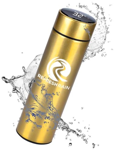 Smart Thermal Flask Digital Temperature Display Ideal for Hot Drinks & Boiled Water 500ml Stainless Steel Baby Bottle Perfect for Cold Coffee Tea Milk on the Go (Gold)