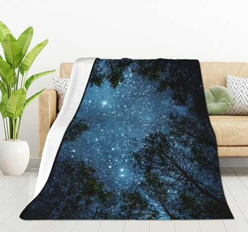 HGOD DESIGNS Schöne Nachthimmel-Decke, Die Milchstraße und die Bäume, Dekordecken, weich, warm, Überwurf für Frauen und Mädchen, Geburtstag, Heimdekoration, Wohnzimmer, Dekoration, 100 x 130 cm