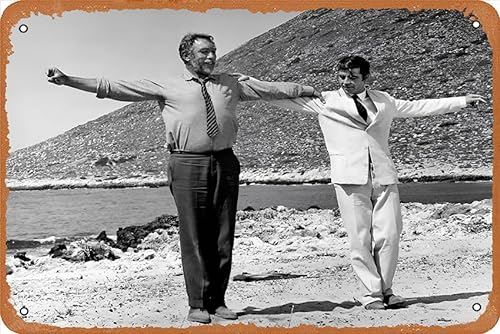 Zorba the Greek, Anthony Quinn, Alan Bates, 1964 Blechschild, Vintage-Stil, Wanddekoration, lustige Dekoration für Zuhause, Küche, Bar, Zimmer, Garage, Filmplakat, Plakat, 30,5 x 20,3 cm