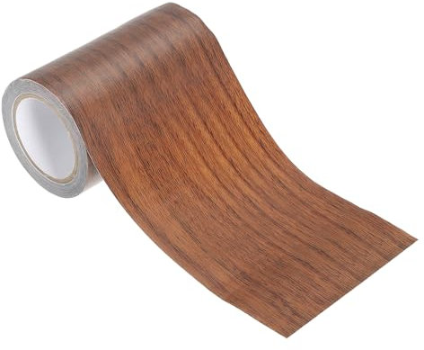 PATIKIL 10cm x 4.57m Pellicola Adesiva Legno, Nastro Autoadesivo Realistico con Texture per Riparazioni di Pavimenti Porte Mobili Armadi Scrivanie, Rovere Marrone Scuro