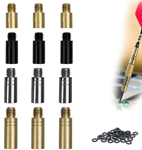 12 Stück 3 Farben 1.5/2/2.5/3g Dartgewichte Messing, Dart Weights Brass, Darts Weight, Dart Tool Kit for Dart Counterweight Accessories With 50 Washers(3G Gold, 2,5G Silber, 2G Schwarz, 1,5G Gold)