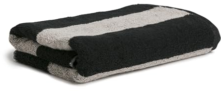 Möve Superwuschel Blockstreifen Handtuch 50 x 100 cm aus 100% Baumwolle, Black/Cashmere