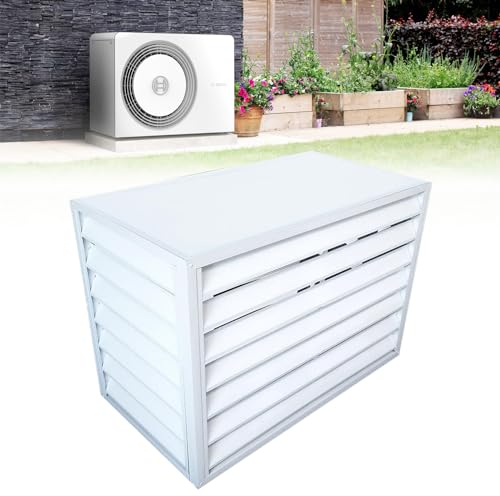 ZIXIAOS Air Conditioning Fence Screen Capacitor Protective Cover, Aluminum Air Conditioning Cover, Pool Pump Trash Can Housing, Suitable for External Air Conditioning Devices,White-2-3p-FlatRoof
