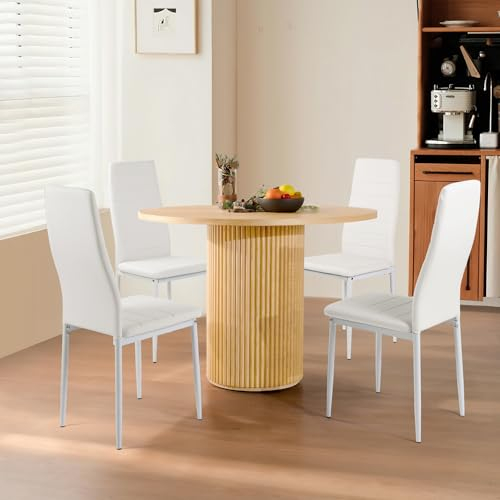 Liink1Ga Esszimmerstühle Küchenstühle 4er Set Stühle Weiß, Moderner Besucherstuhl Küchensessel Esszimmer Stühle Essstuhl mit Kunstleder, Einfacher Zusammenbau