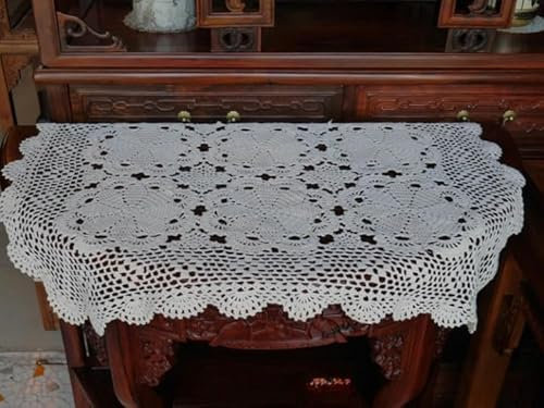 XJSDI Reine handgemachte Haken-Baumwollspitze, Ausschnitt, gewebte Tischdecke, Couchtischbezug, Kissen, Kopfkissen, Ledersofa, gepanzerter Nachttisch