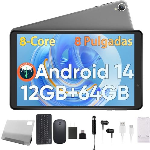 N-one Npad Mini 8 Tablet Octa-Core 2.0Ghz, 4GB RAM 64GB Storage 5G WiFi Dual Camera Android 14 5000mAh Battery Includes Case Keyboard OTG Headset Mouse, Perfect for Students Gifts Versatile Gadget