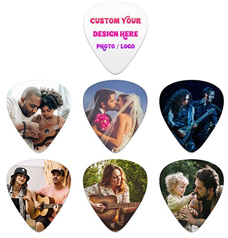 Zysta Personalisierte Plektrum Foto Plektren Gitarre MIT Wunschbild 2/4/6 Stück Guitar Picks Bass-Plektren für Bass E-Gitarre Akustikgitarre Ukulel (6 Stück)