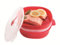 Snips Vaporera con 2 Bandejas 4LT, Recipiente para Microondas Rojo 26.5 x 22 x 13.5 cm, Cocina Rápida al Vapor, Made in Italy