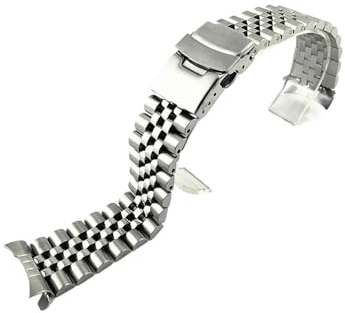 Passend for Seiko-Armband aus massivem Edelstahl, 20 mm, 22 mm, Herren-Sportarmband, Srpd, passend for Skx007/Skx009, SRPD63K1, Jubilee-Armband mit gebogenem Ende(Type C with logo,22mm)