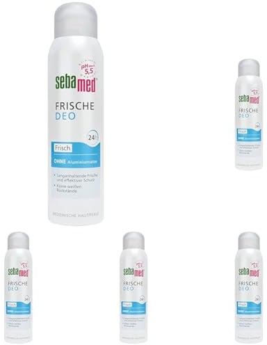 SEBAMED Frische Deo Aerosol frisch, zuverlässiger Schutz vor Körpergeruch, 24h Wirkung, langanhaltende Frische, ohne Aluminiumsalze, 150 ml (Packung mit 5)