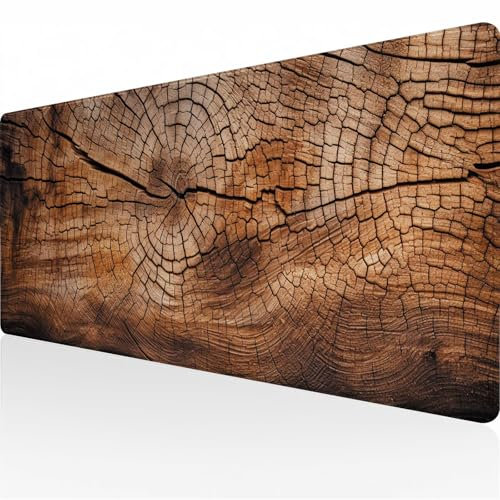 Gaming XXL Mauspad Groß Mousepad Altes Holz 600x300x3mm schreibtischunterlage Large Size Vernähte Kanten WassXerdicht Anti-Rutsch Schreibtisch Mats für Home, Gamer, PC, Maus und Tastatur 4241