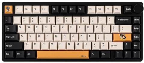 KiiBoom Moonshadow V2 75% Kabellose Aluminium-Gaming-Tastatur, QMK&VIA Programmierbare mechanische Tastatur, BT5.0/2.4GHz/USB-C Hot Swappable Creamy Keyboard, Knopf, 4000mAh Akku (Schwarz)