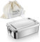 Joyfair Lonchera Bento de acero inoxidable con bolsa, compartimento de metal, recipientes de almacenamiento de alimentos para adultos y niños, clips con cerradura y divisor extraíble, a prueba de