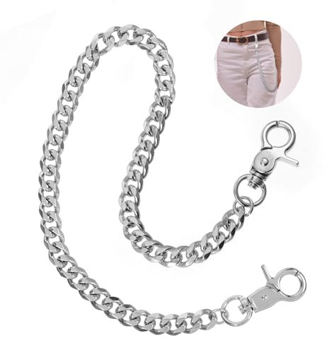 Punk Hose Kette Edelstahl-Kette mit Geldbörse Hip Hop Handtasche Kette Gothic Geldbörsenkett Punk Jeanskette Goth Schlüsselring Gürtelkette Metall-Schlüsselanhänger für Jeans Geldbörse Brieftaschen