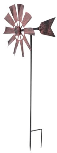 BESPORTBLE Windmühle Aus Eisenkunst Für Garten Dekoration Rotatory Hofwindmühle Mit Glatter Und Polierter Oberfläche Natürlicher Luftstrom Angetrieben Windgeschwindigkeit Und Richtung Messend