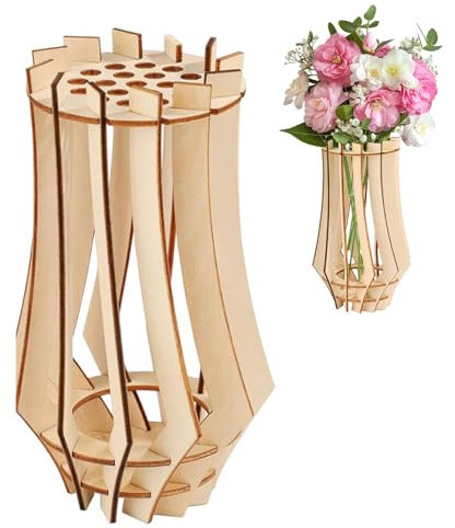 Sweieoni Vase en Bois pour Bouquet Vase à 3D en pour de Fleurs en Bois pour Bouquet de Fleurs pour Les Fraîches et Séchées